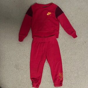 Nike Kids Red and Yellow Sweatshirt and Joggers Set